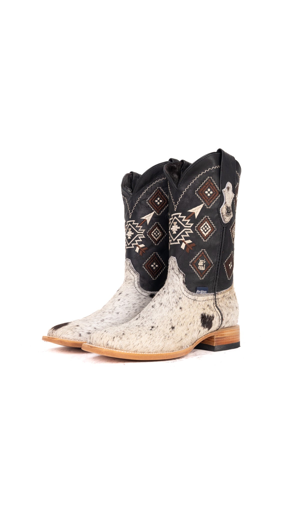 Aztec Cowhide Square Toe Cowboy Boot Size 8.5 Box FM3